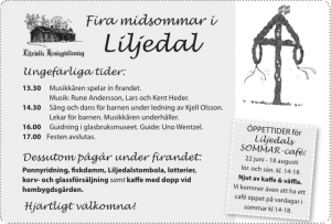 Program för midsommarfirande i Liljedal 2013. 
